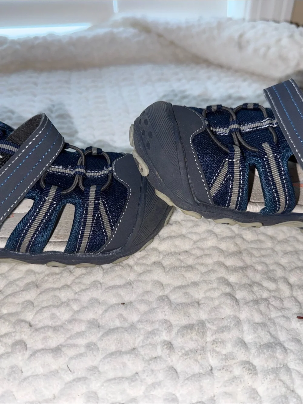 Annie Navy & Gray Kids Closed-Toe Sandals